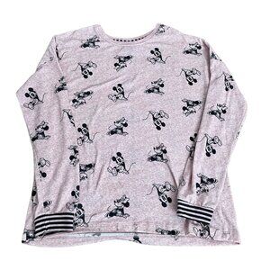 Disney Women's Lightweight Mickey & Minnie Pink Sweater Shirt Size Small